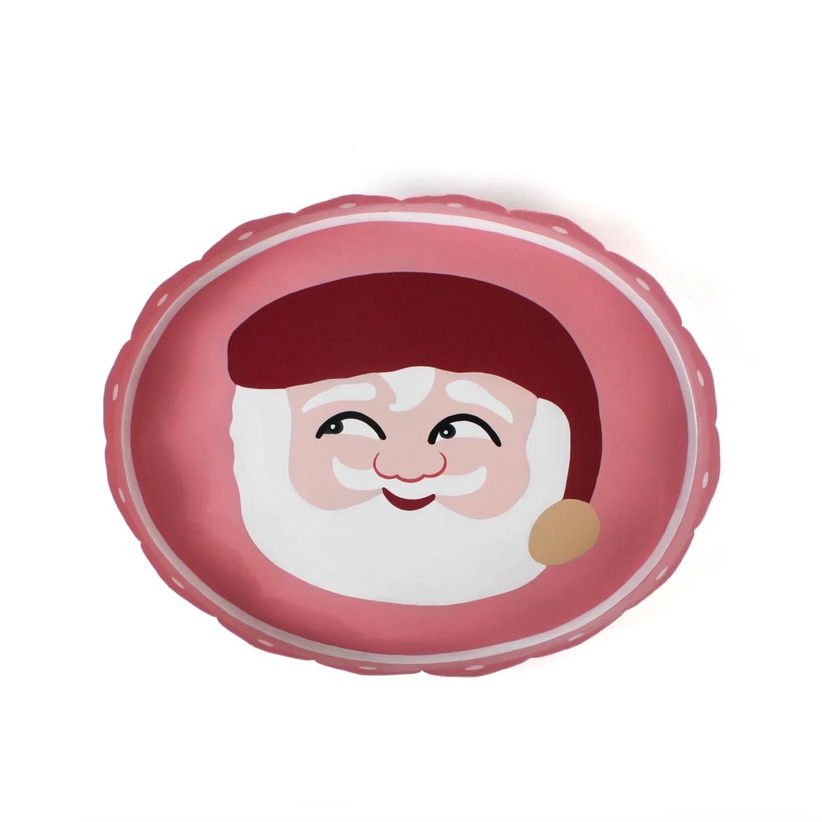Oval Hand-Painted Santa Tray