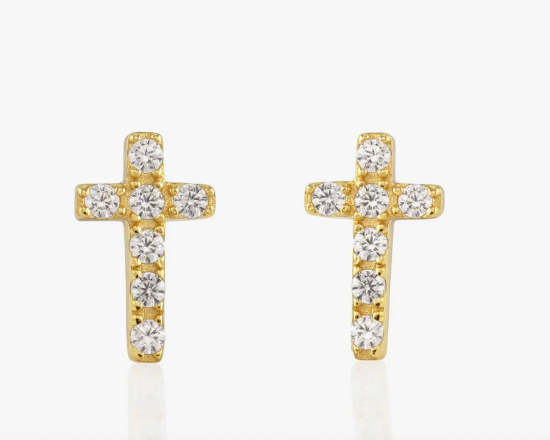 Kris Nations Bezel Crystal Stud Earrings