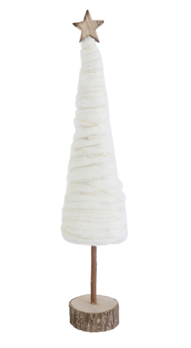 Holiday Wool Christmas Tree with Star and Wood Base