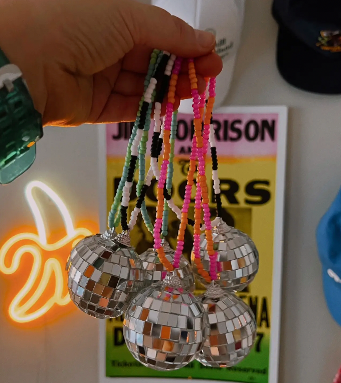 Checkered Disco Ball Car Charm