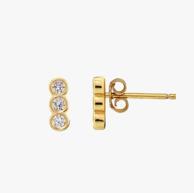 Kris Nations Triple Bezel Crystal Stud Earrings