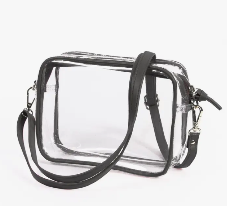 Bridget Clear Purse with Vegan Leather Trim and Straps