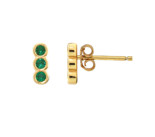 Kris Nations Triple Bezel Crystal Stud Earrings