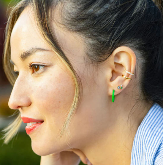 Kris Nations Modernist Bezel Crystal Stud Earrings