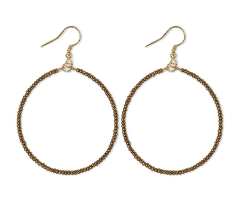 Ink and Alloy Ruby Solid Beaded Hoop Earrings