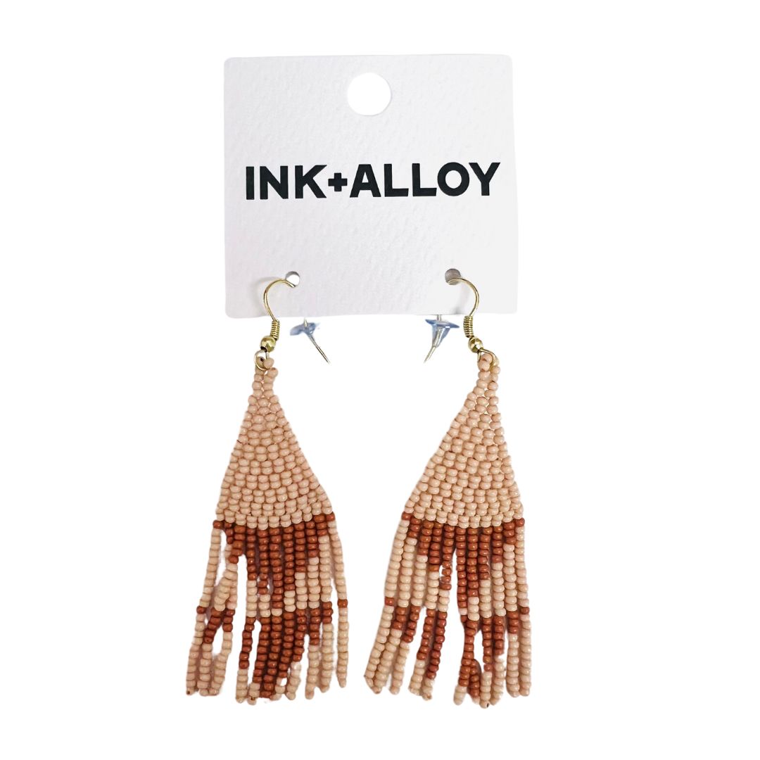 Ink and Alloy Triangle Fringe Earrings