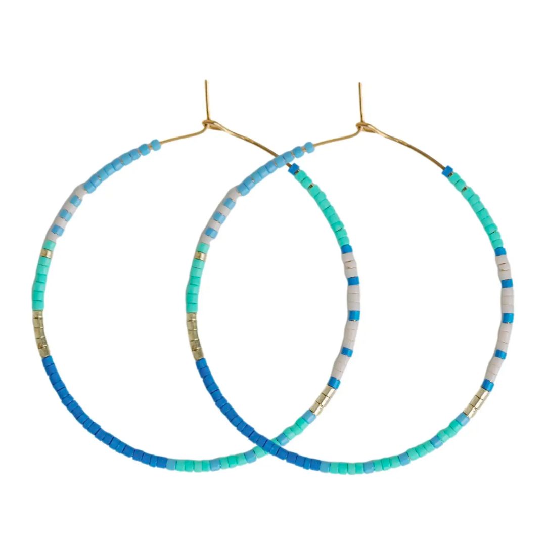 Skinny Beaded Hoop Earring