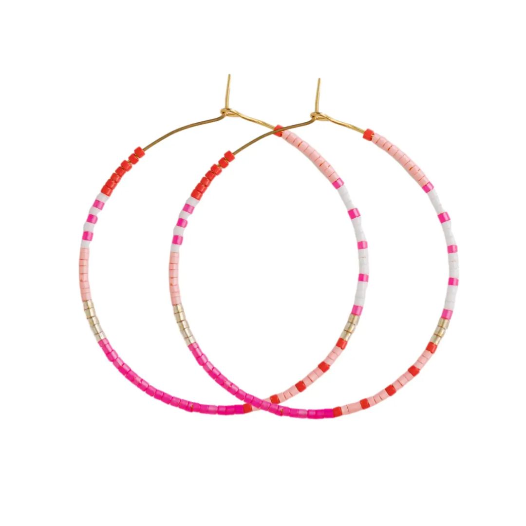 Skinny Beaded Hoop Earring