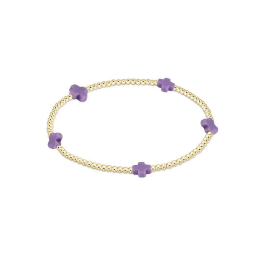 E Newton Signature Cross Small Gold Bracelet 2MM