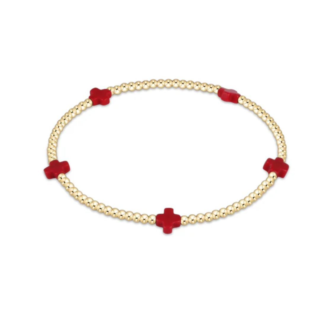 E Newton Signature Cross Small Gold Bracelet 2MM