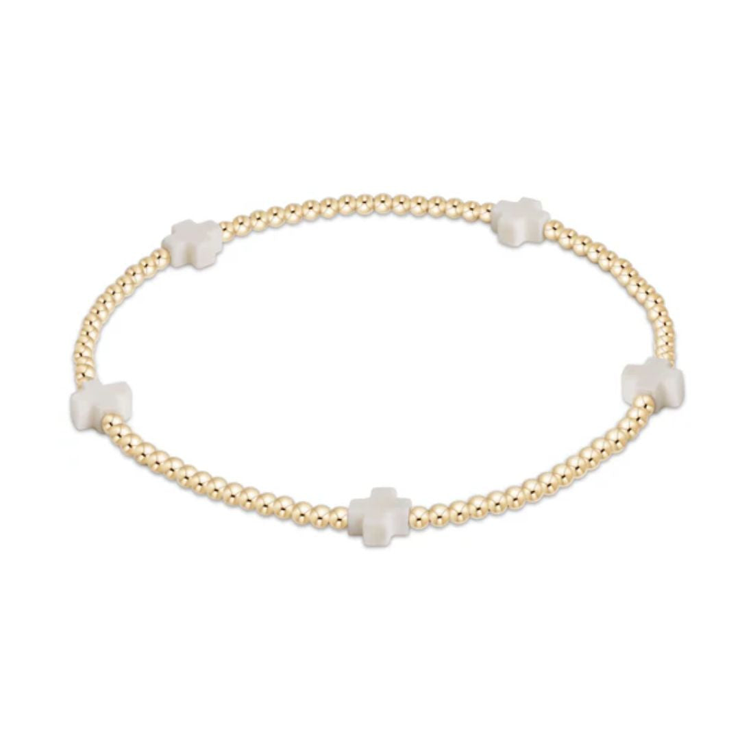 E Newton Signature Cross Small Gold Bracelet 2MM