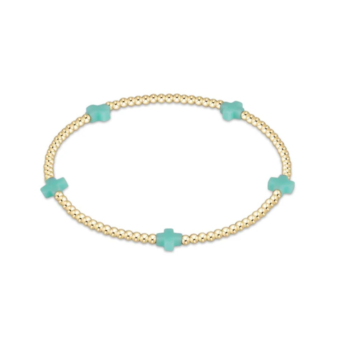 E Newton Signature Cross Small Gold Bracelet 2MM