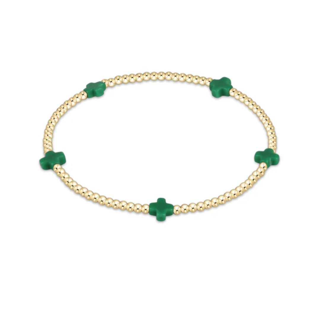 E Newton Signature Cross Small Gold Bracelet 2MM