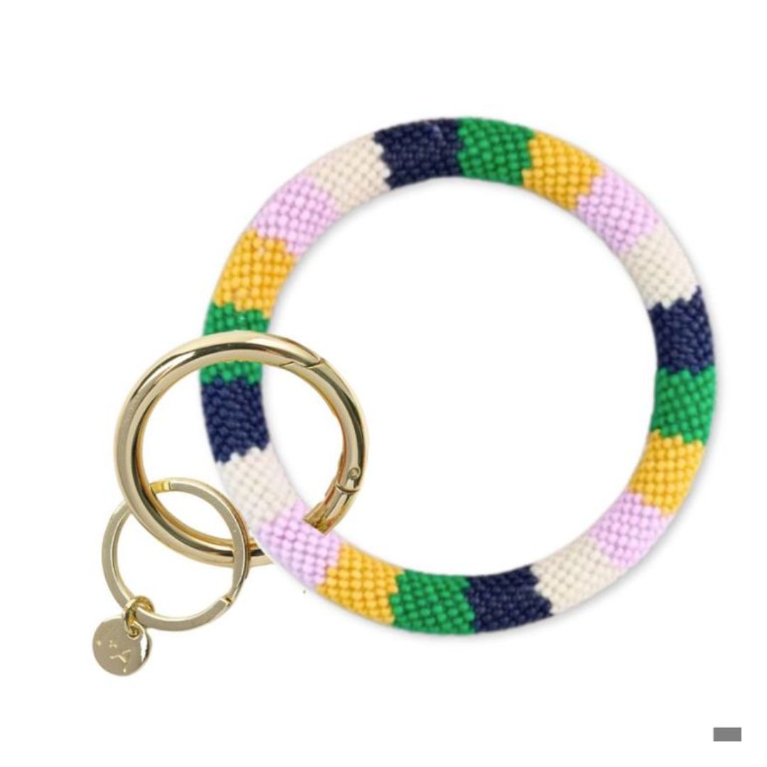 Chloe Stripe Beaded Key Ring Bracelet