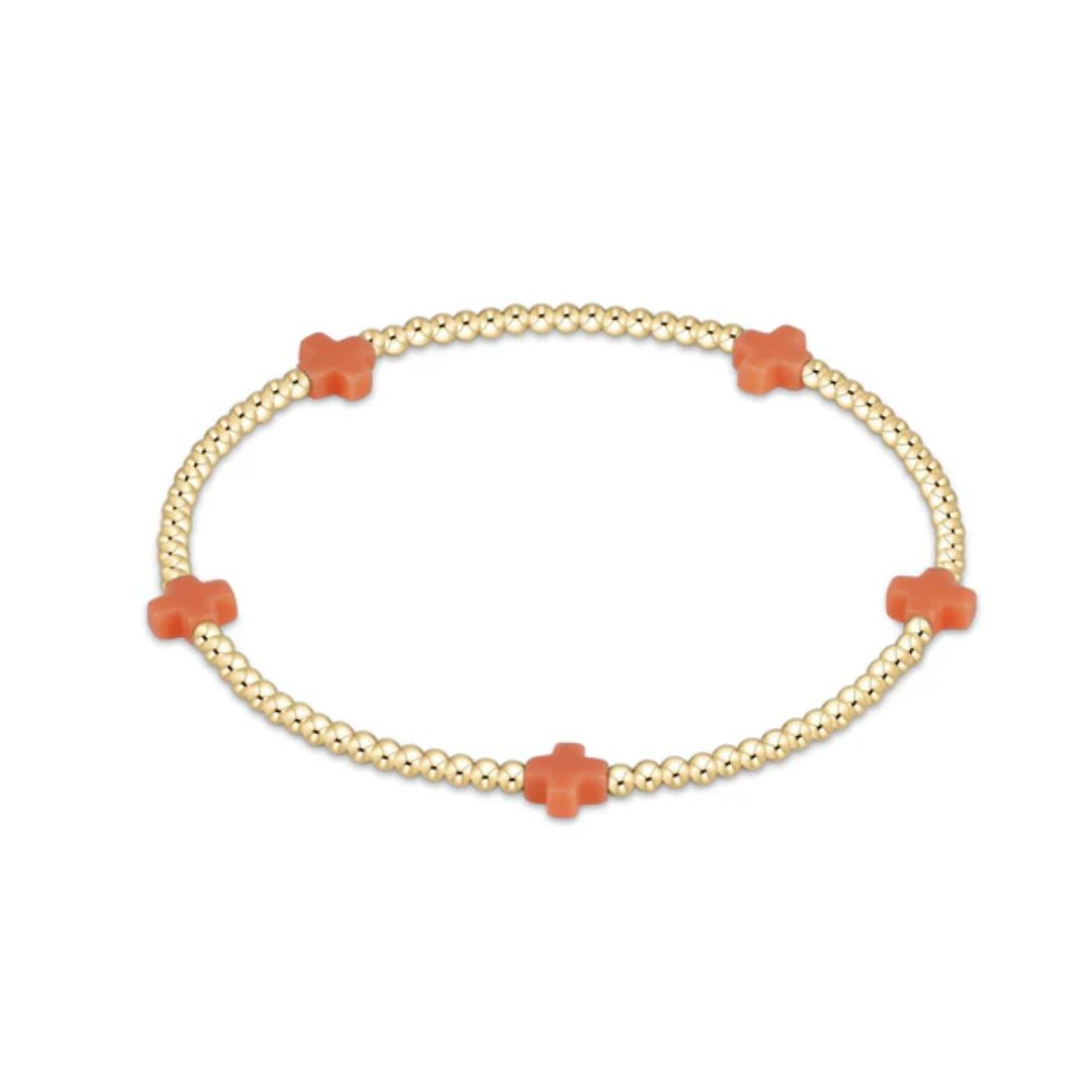 E Newton Signature Cross Small Gold Bracelet 2MM