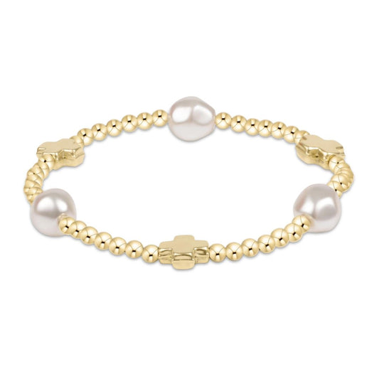 E Newton Signature Cross Pearl Bracelet