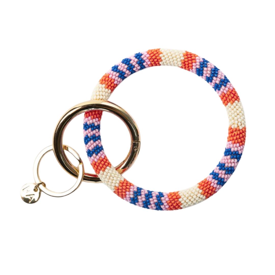 Chloe Stripe Beaded Key Ring Bracelet