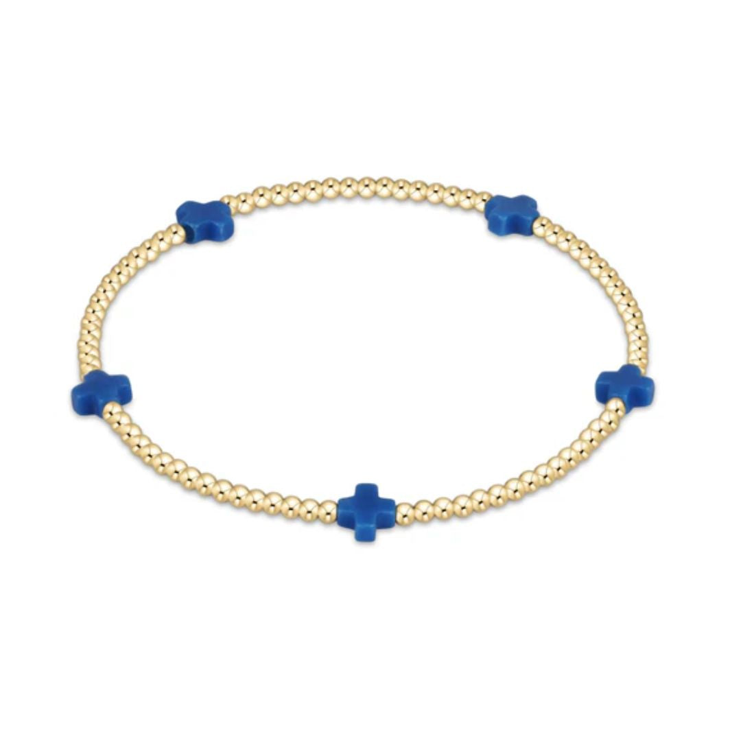 E Newton Signature Cross Small Gold Bracelet 2MM