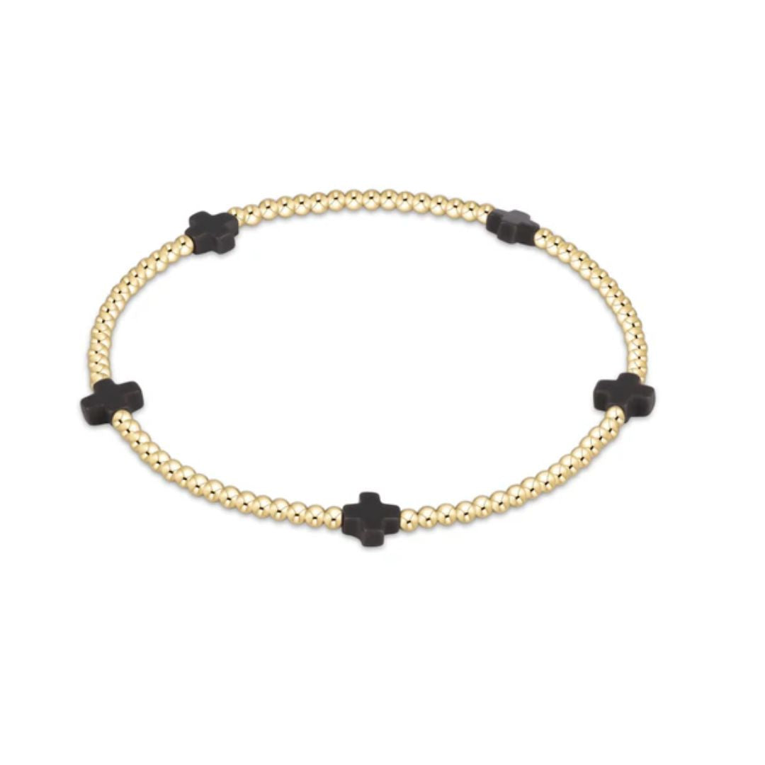 E Newton Signature Cross Small Gold Bracelet 2MM