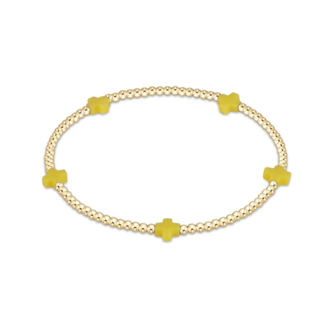 E Newton Signature Cross Small Gold Bracelet 2MM