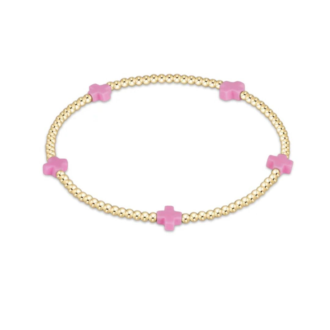 E Newton Signature Cross Small Gold Bracelet 2MM