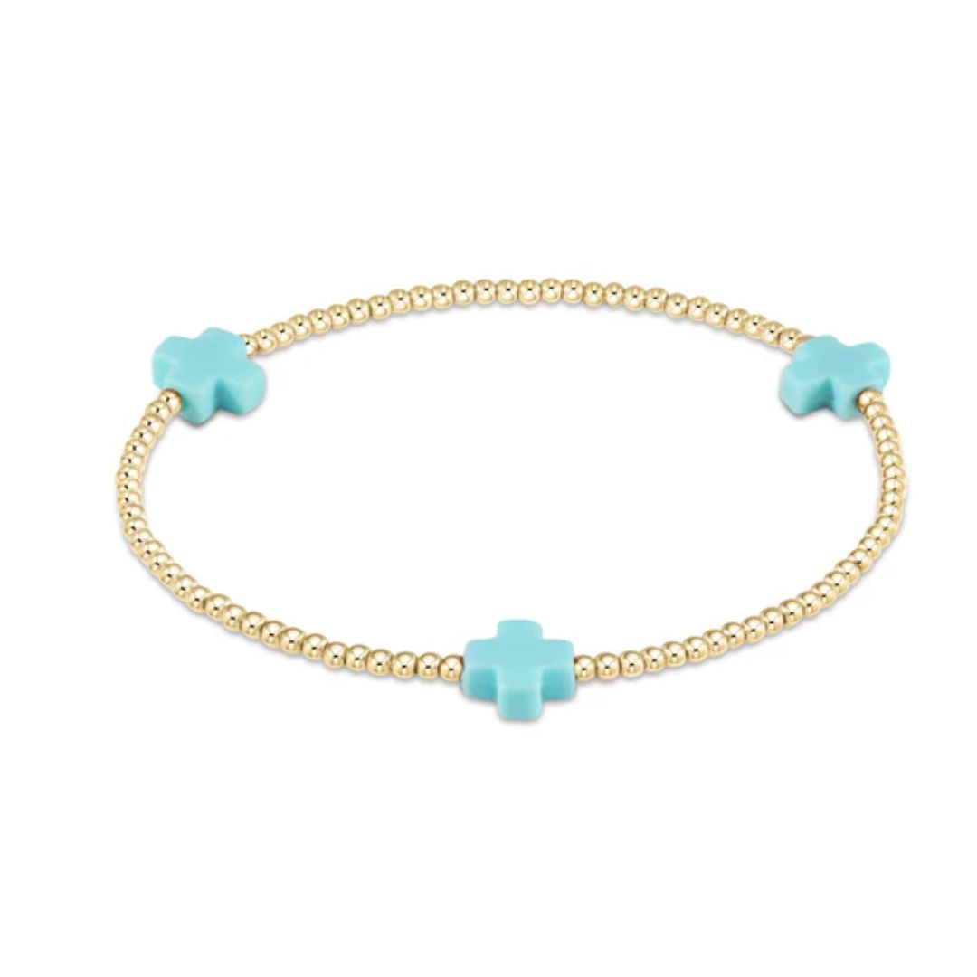E Newton Signature Cross Gold Bracelet