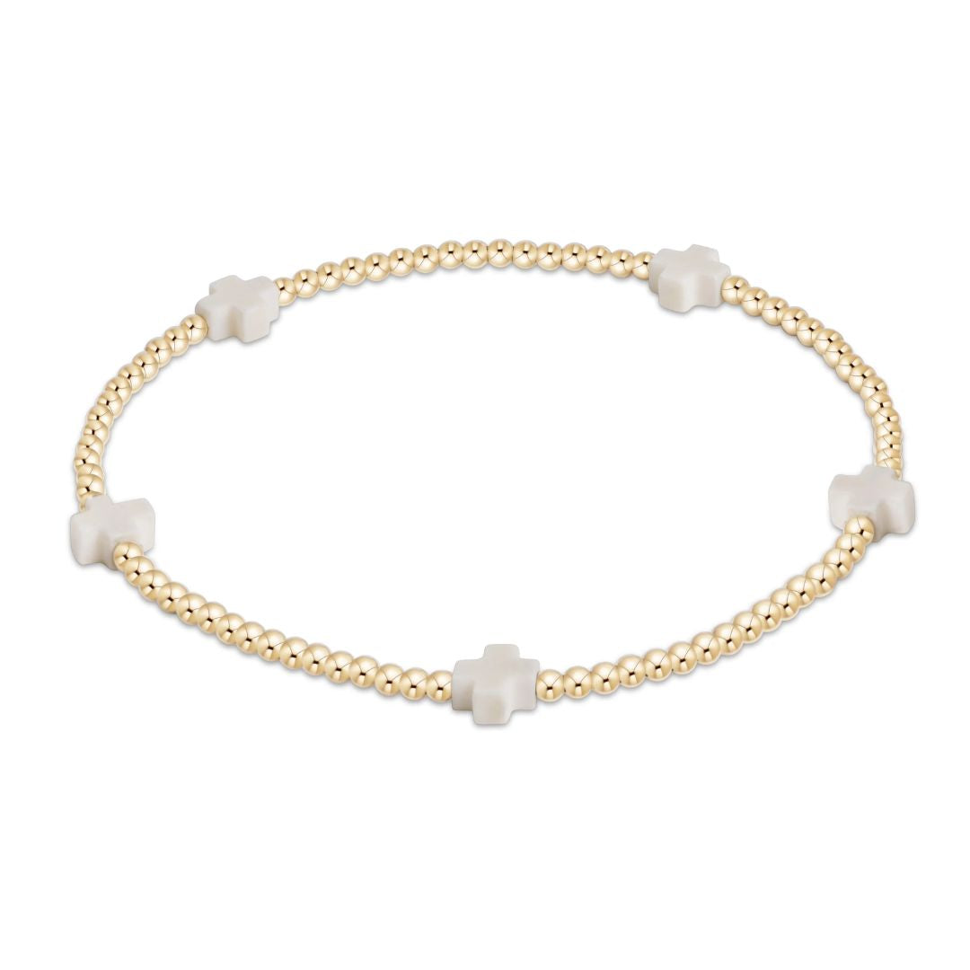 E Newton Signature Cross Small Gold Bracelet 2MM