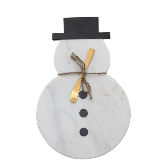 Holiday Marble Snowman Board w/ Knife