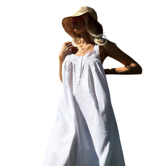 Joy White Cotton Nightgown