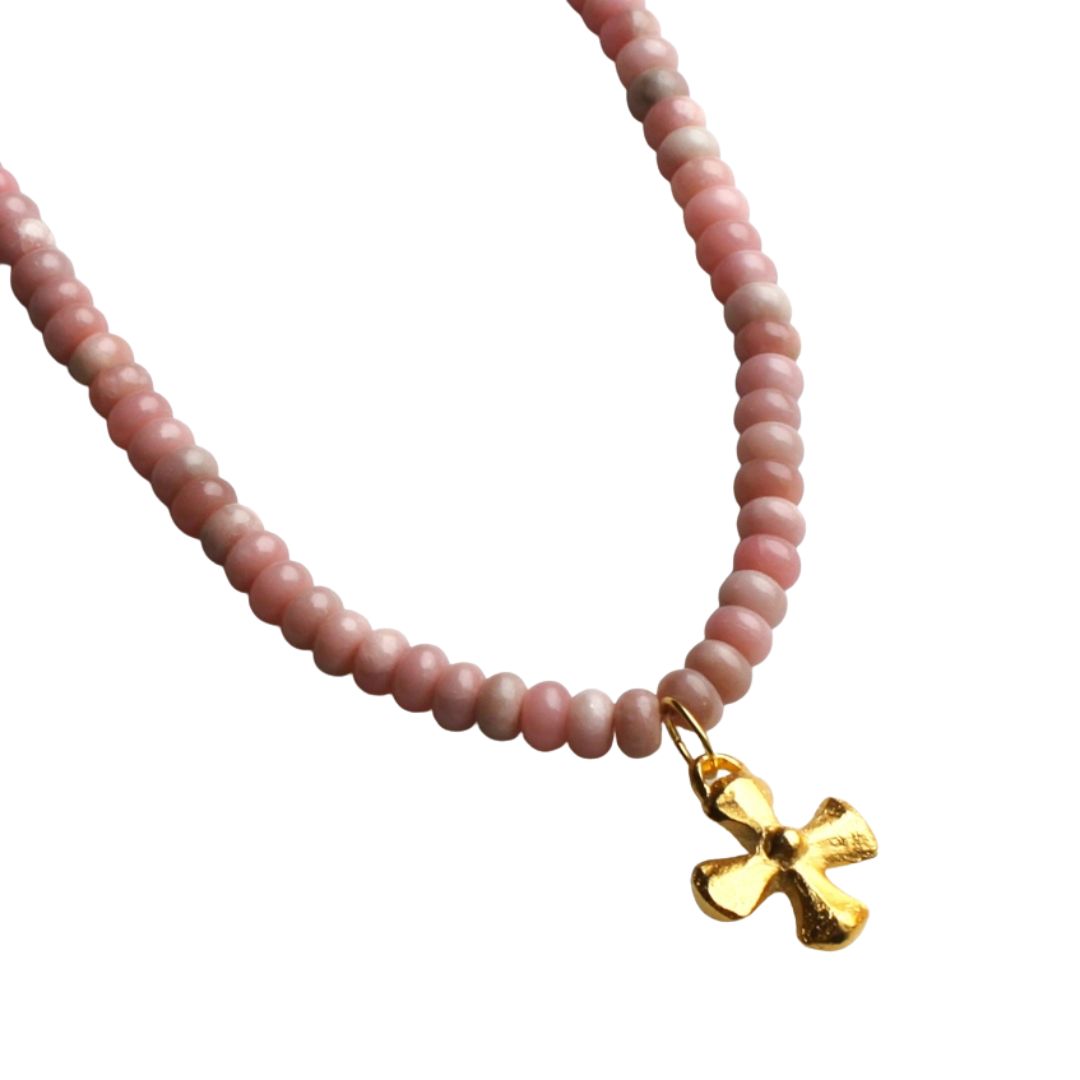 Mila Pink Opal & Cross Necklace