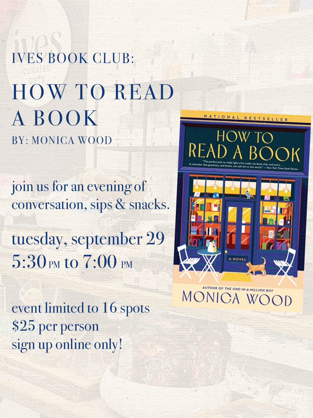 Ives Book Club: How to Read a Book by Monica Wood