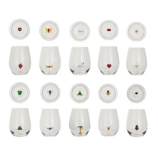 Stemless Wine Glass w/ Figure Inside, 10 Styles