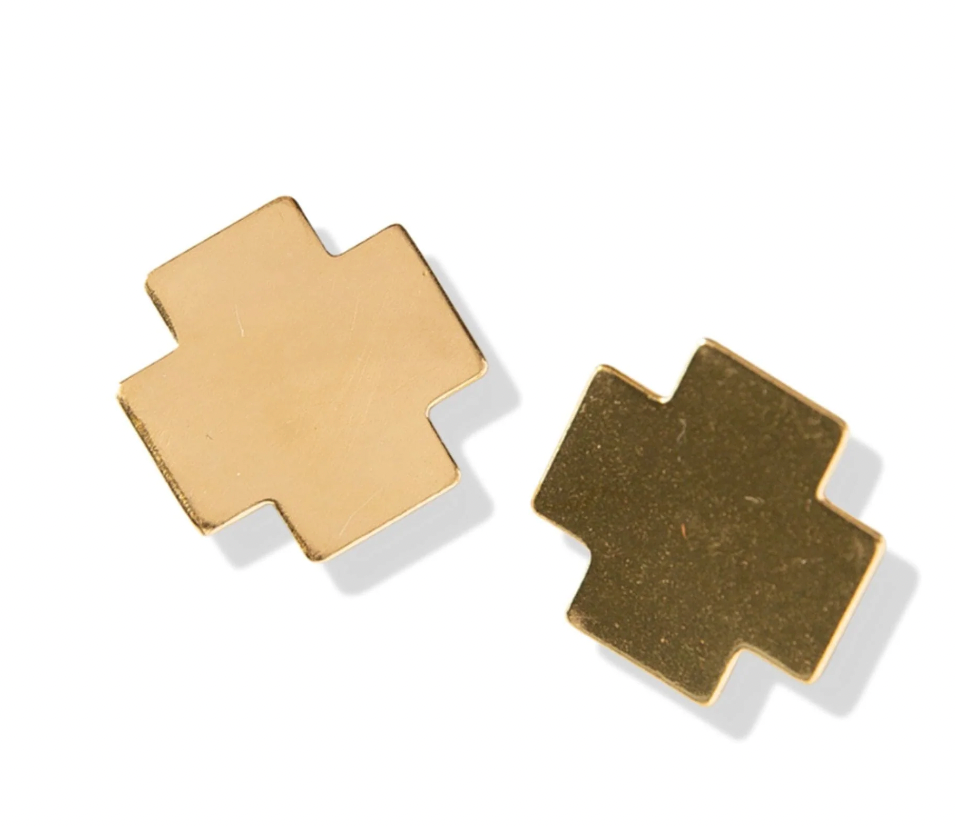 Ink and Alloy Brass Post Earrings