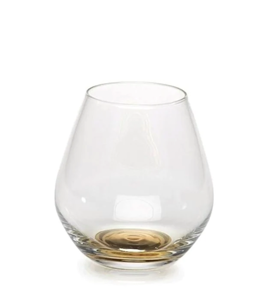 Golden Base Stemless Wine Glass