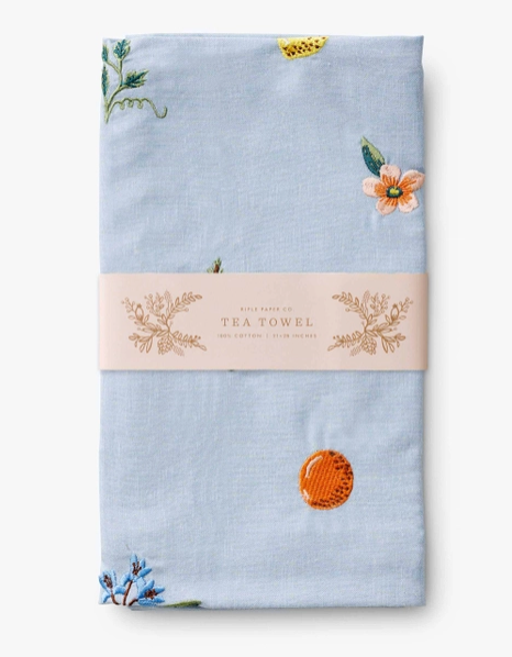 Rifle Paper Embroidered Tea Towel