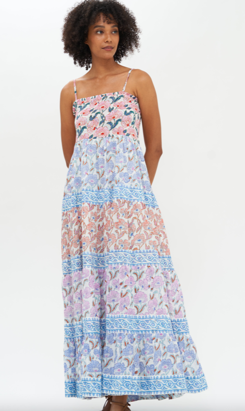 Oliphant Smocked Back Maxi Blue