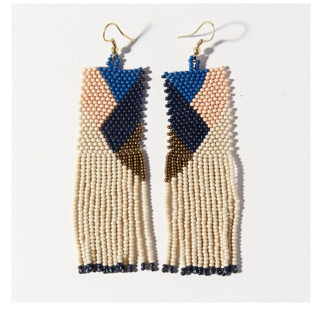 Ink and Alloy Geometric Fringe Earrings