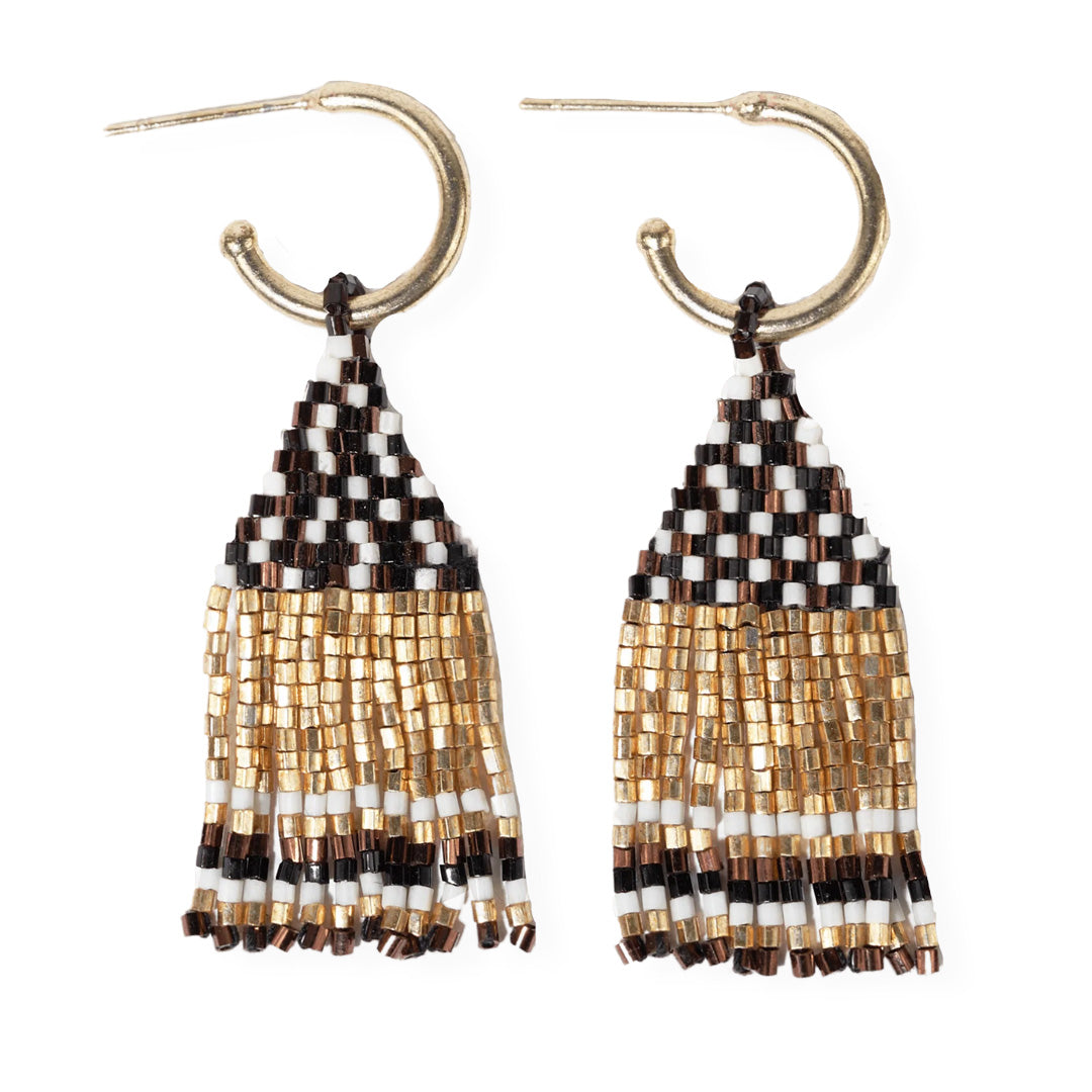 Ink and Alloy Leta Mini Gold Hoop Confetti Short Fringe Earrings