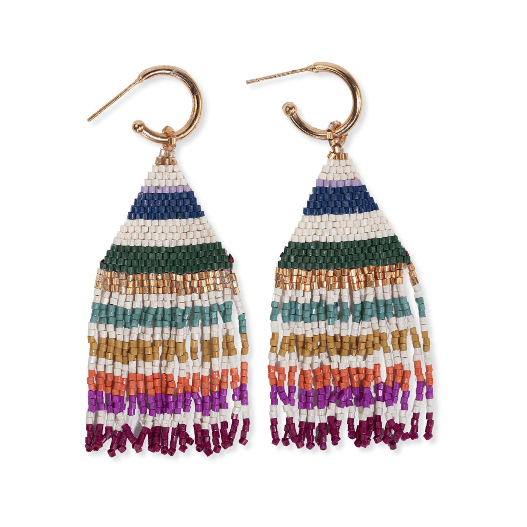Ink and Alloy James Mini Gold Hoop Beaded Fringe Earrings