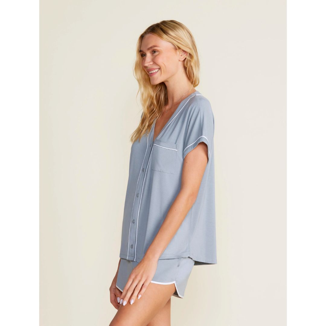 Barefoot Dreams Malibu Collection® Soft Jersey Piped Lounge Set Short Sleeve