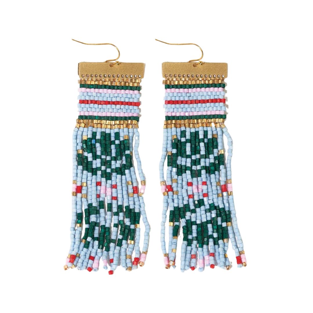 Ink and Alloy Lauren Faire Isle Nordic Beaded Fringe Earring