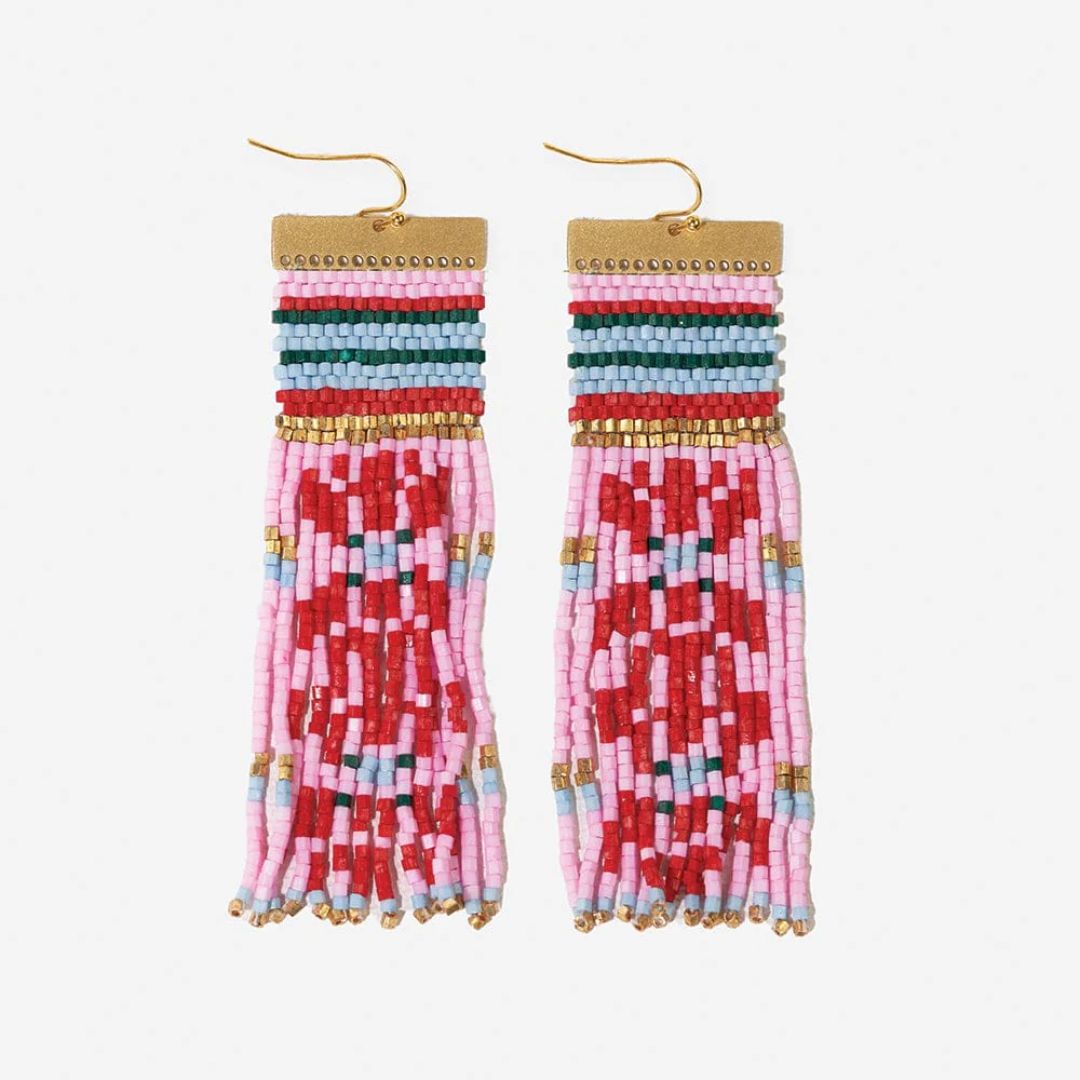 Ink and Alloy Lauren Faire Isle Nordic Beaded Fringe Earring