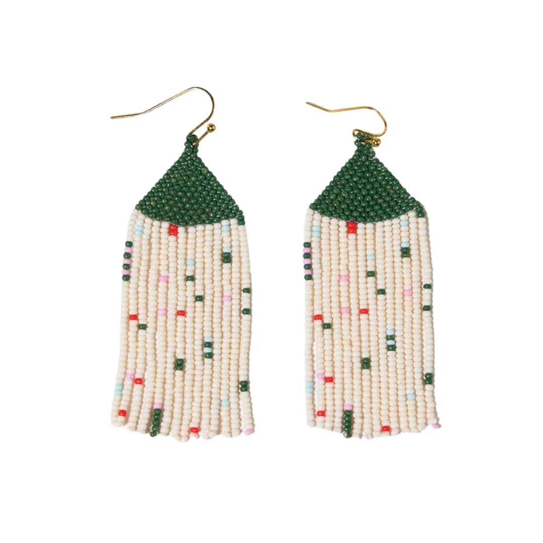 Ink and Alloy Agnes Fair Isle Confetti Beaded Fringe Earring