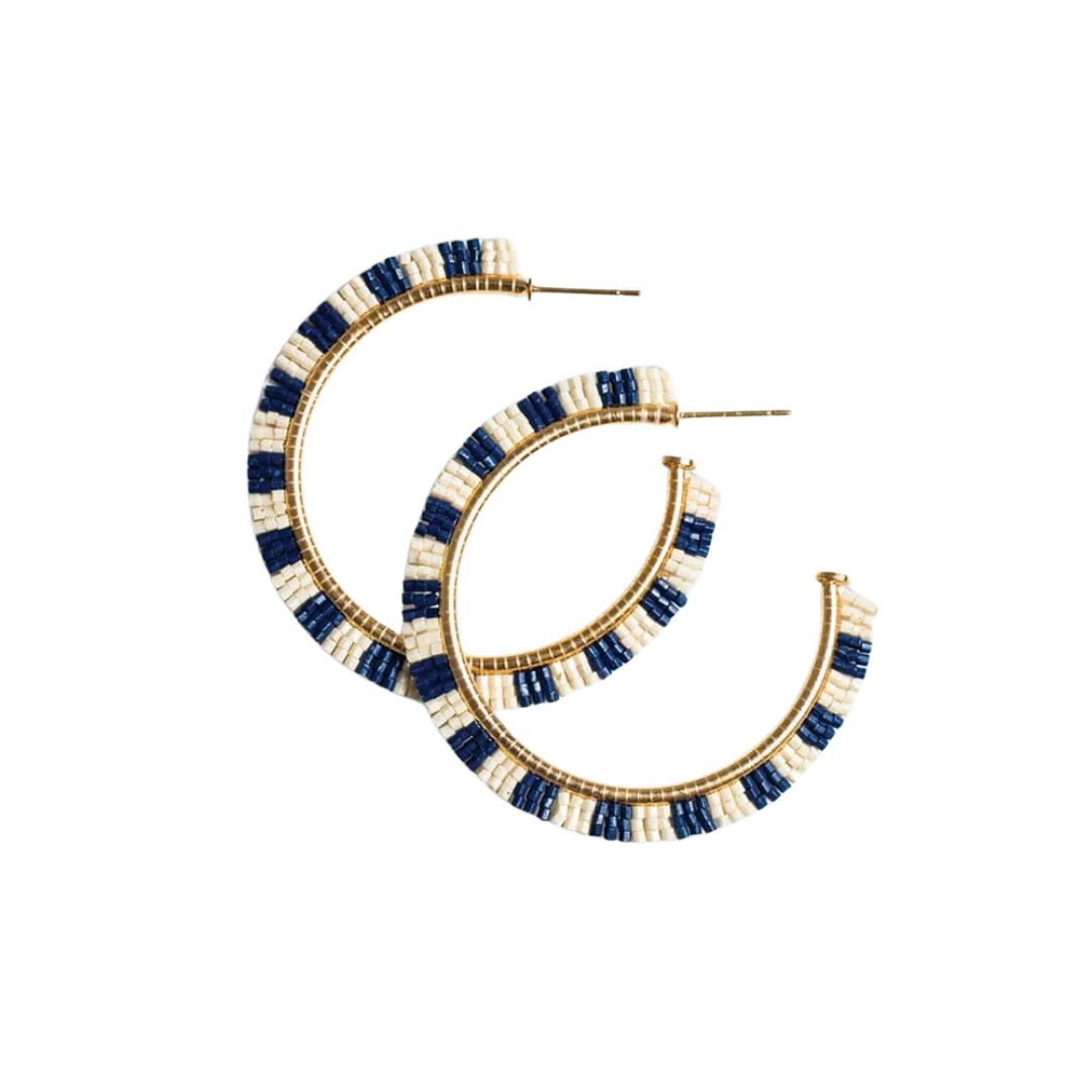 Ink and Alloy Nora Checkered Beaded Hoop Earrings