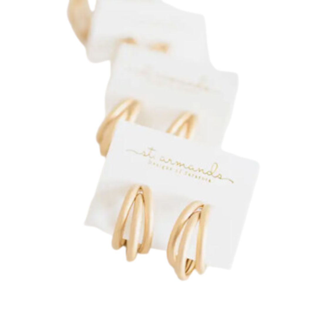 Gold Triple Hoops