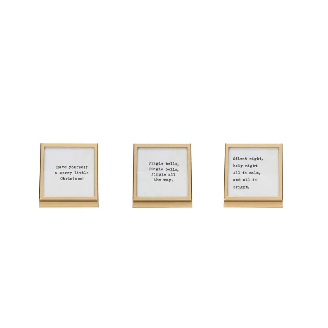 Holiday Square Glass Frame with Easel & Saying