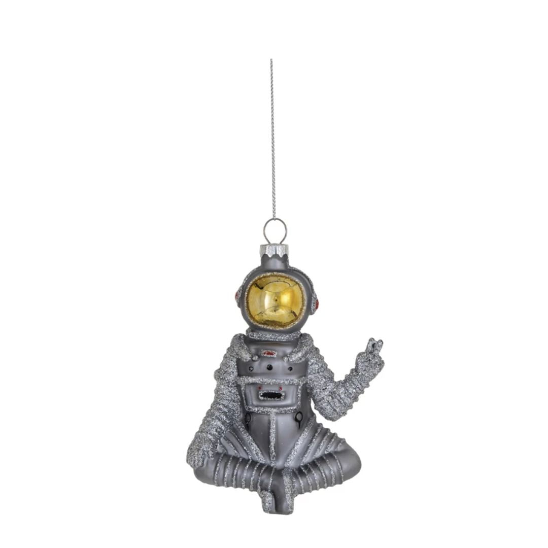 Glass Sitting Astronaut Ornament