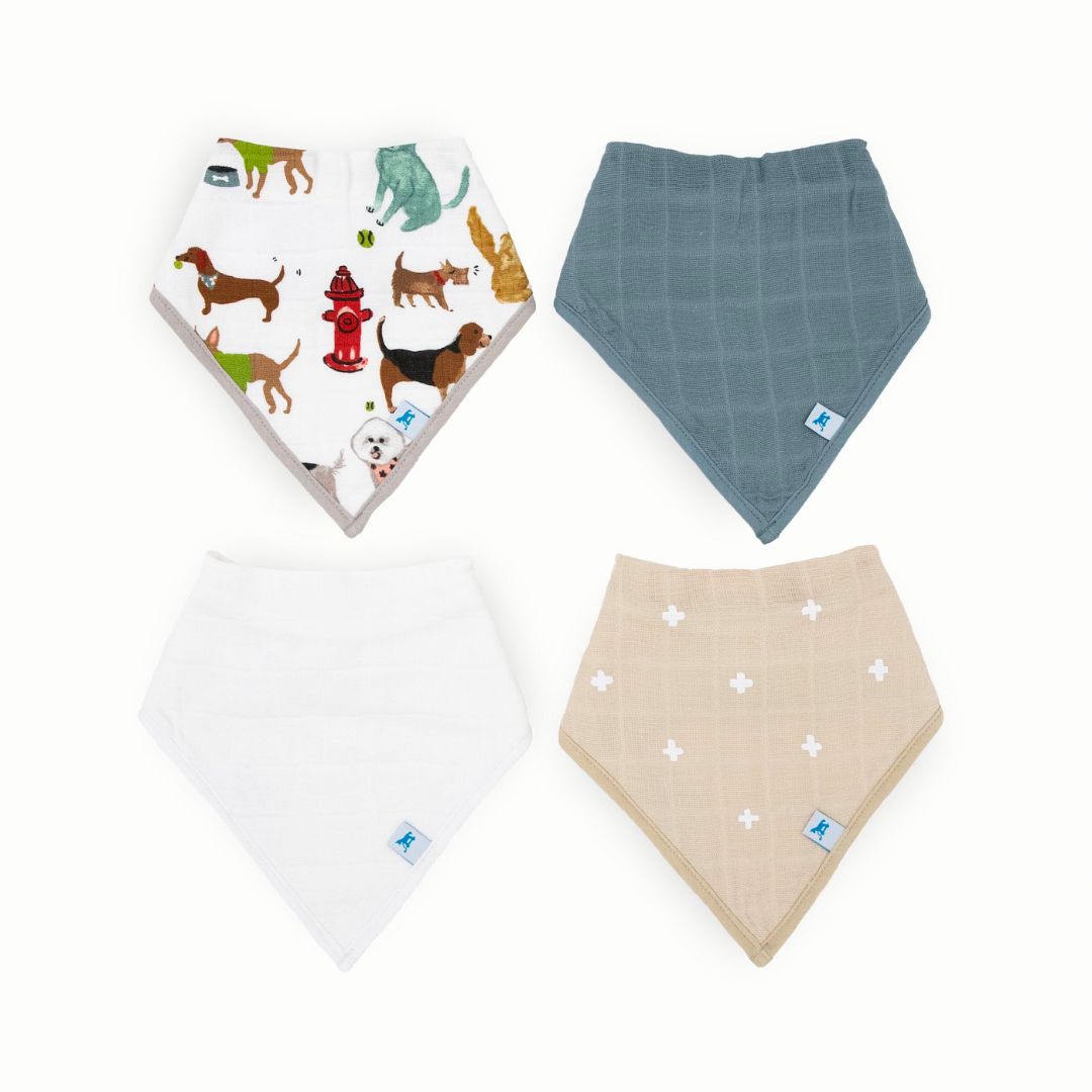 Little Unicorn Cotton Muslin and Fleece Bandana Bib 4 Pack