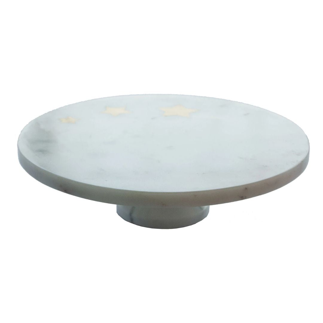 Marble Pedestal with Inlaid Brass Stars