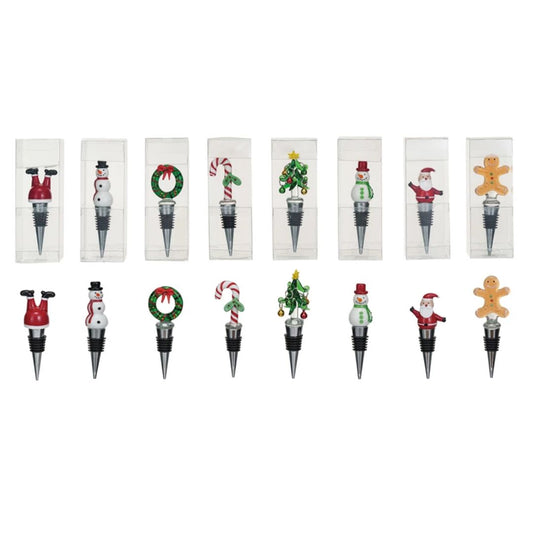 Wine Stopper with Hand-Painted Glass Holiday Icon